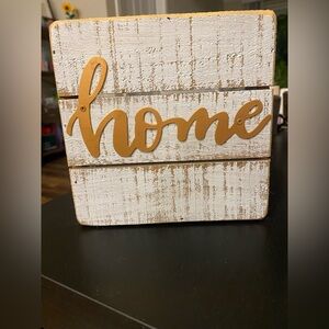 Rustic White and Gold Home Decor Sign